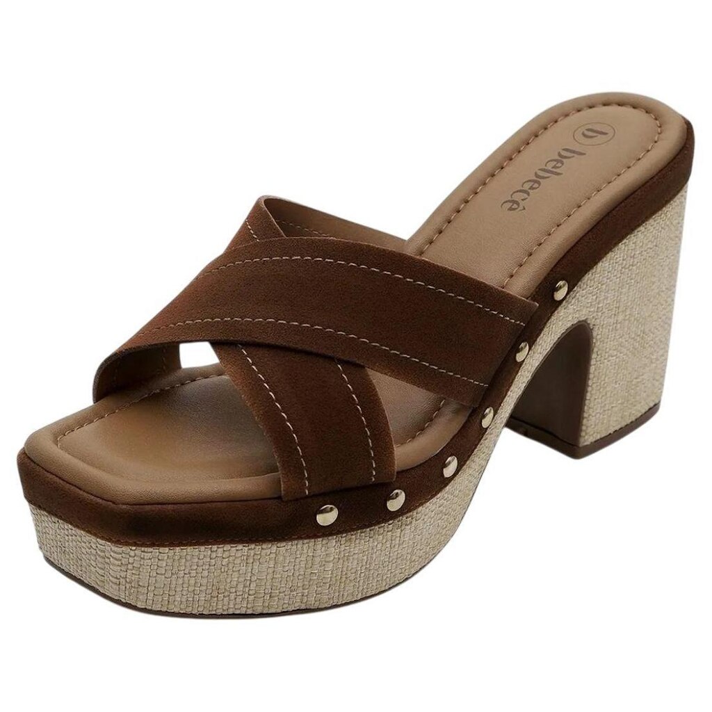 Tamanco Feminino Elegante Peça Metalizada Salto Bloco Bebece