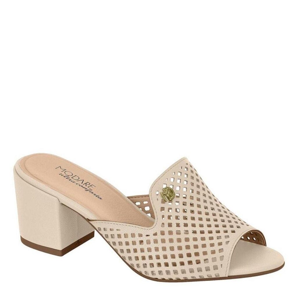 Tamanco Feminino Modare Salto Baixo Grosso Conforto 7109.475 - Creme Napa - 39