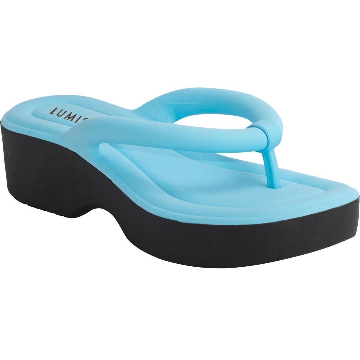 Tamanco Feminino Plataforma Flip Flop Borracha Chinelo Nuvem - Azul Menor preço em Tamanco Feminino Plataforma Flip Flop Borracha Chinelo Nuvem - Azul