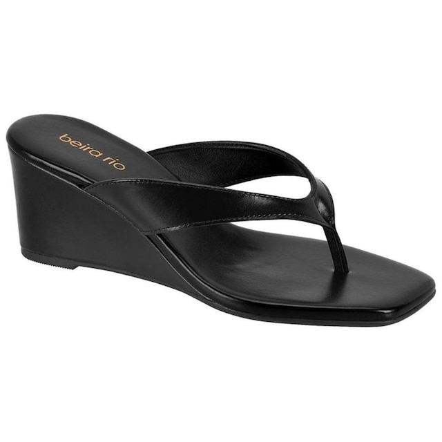 Tamanco Feminino Salto Anabela Napa Madri Preto Beira Rio 8597.101