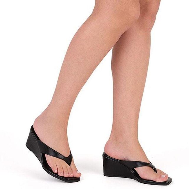 Tamanco Feminino Salto Anabela Napa Madri Preto Beira Rio 8597.101