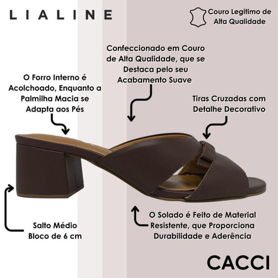 Tamanco Feminino Salto Médio Bloco Confortavel Leve Lia Line
