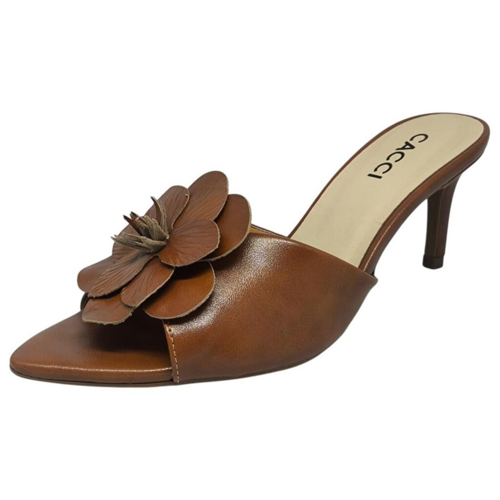 Tamanco Feminino Salto Médio Fino Leve Flor Elegante Cacci