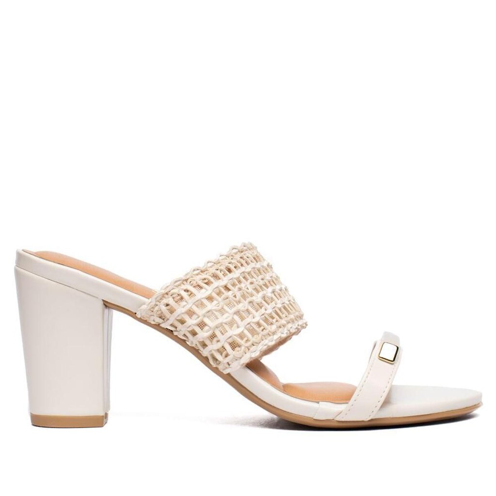 Tamanco Feminino Vizzano Salto Bloco Off White