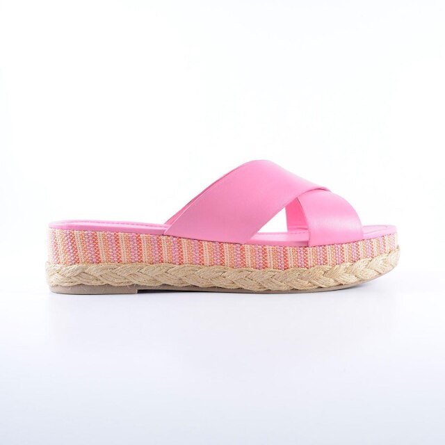 Tamanco Flatform em Couro Rosa Loucos e Santos