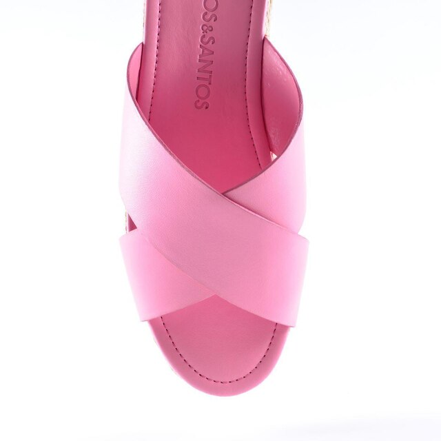 Tamanco Flatform em Couro Rosa Loucos e Santos