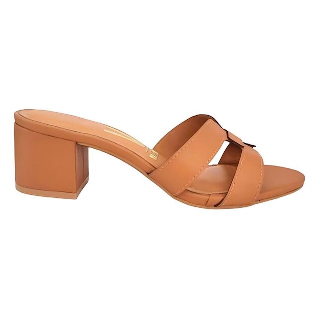 Tamanco H Vizzano Feminino Salto Médio Conforto Sandalia Moda Camel