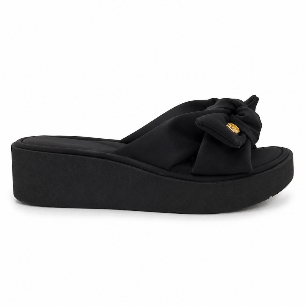 Tamanco Modare Feminino Plataforma com Laço Preto Nobuck