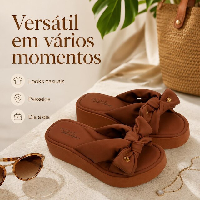 Tamanco Modare Feminino Plataforma com Laço Preto Nobuck