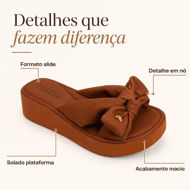 Tamanco Modare Feminino Plataforma com Laço Preto Nobuck