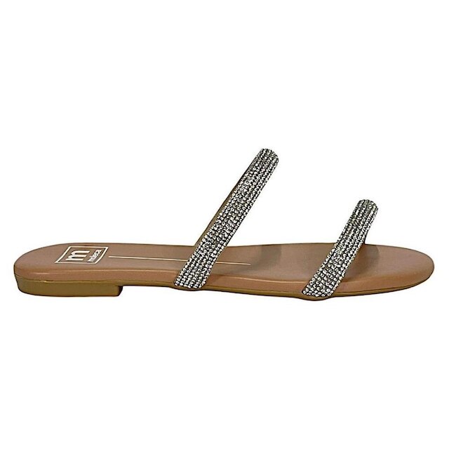 Tamanco Moleca Flat Strass 5557.100 Cristal Nude
