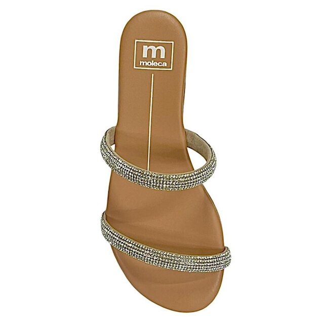 Tamanco Moleca Flat Strass 5557.100 Cristal Nude
