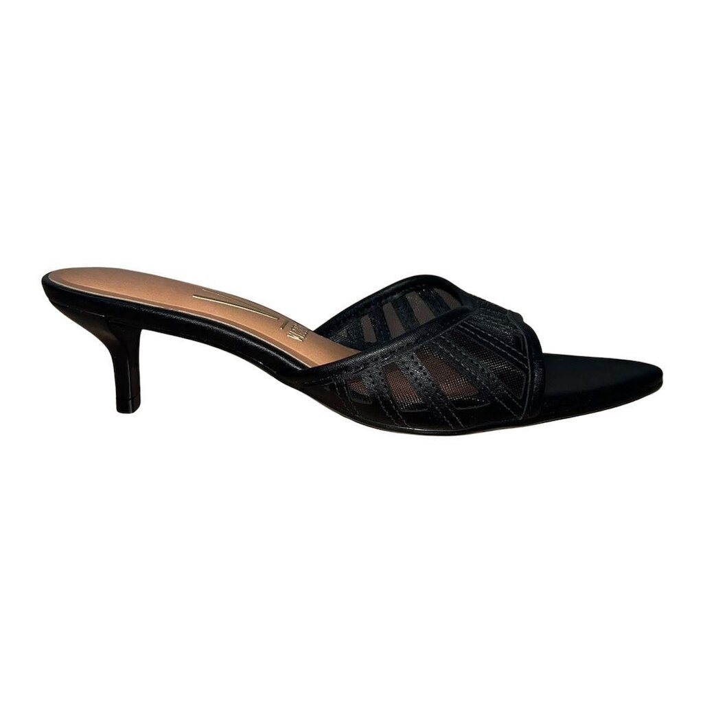 Tamanco Mule Salto Fino Médio Feminino Vizzano 6576.104 Preto