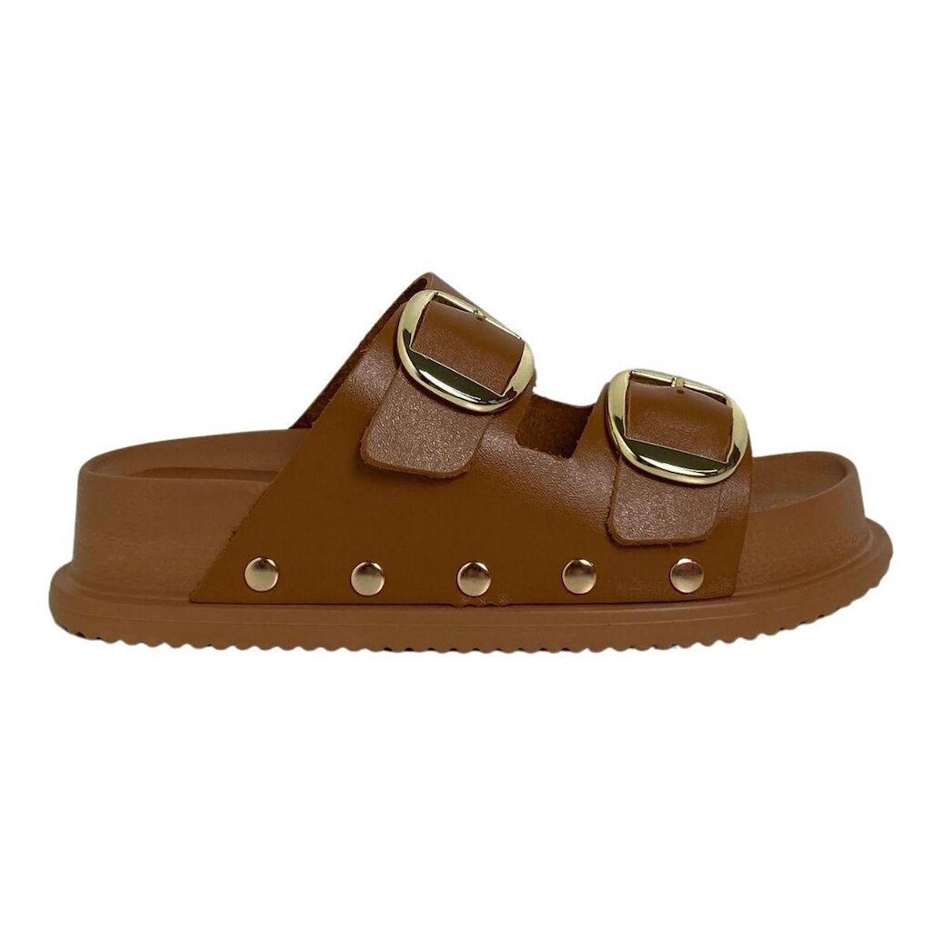 Tamanco Papete Couro Santinelli Feminino 1550050 Caramelo