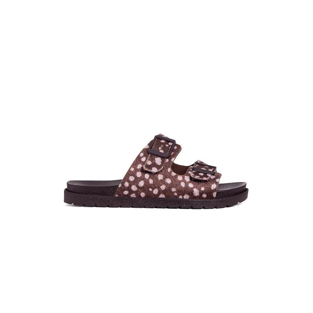 Tamanco Pixolé Flatform Fivelas Animal Print Marrom