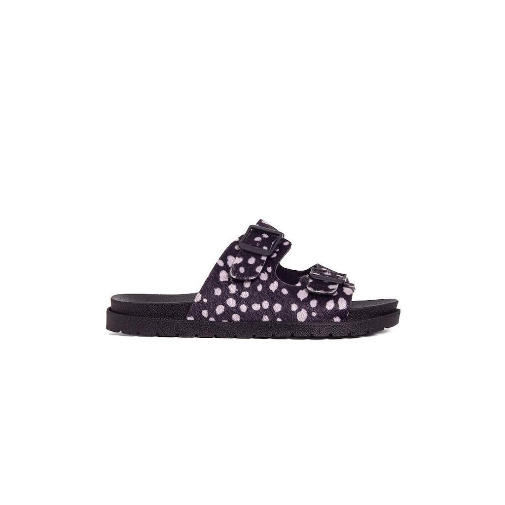 Tamanco Pixolé Flatform Fivelas Animal Print Preto