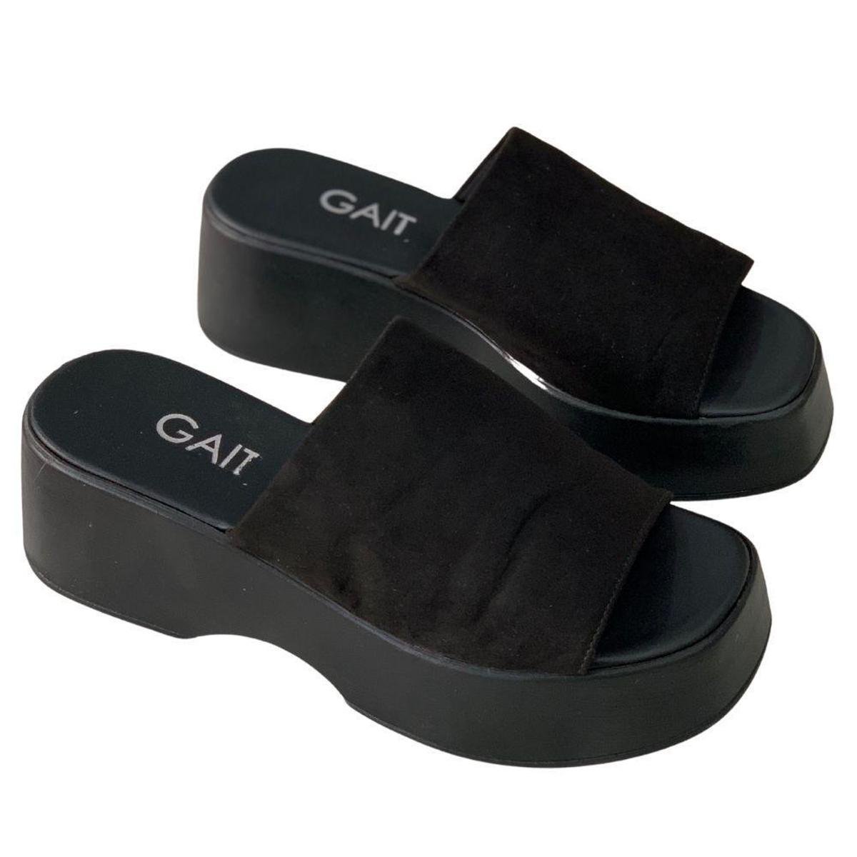 Tamanco plataforma tira larga - Preto Menor preço em Tamanco plataforma tira larga - Preto