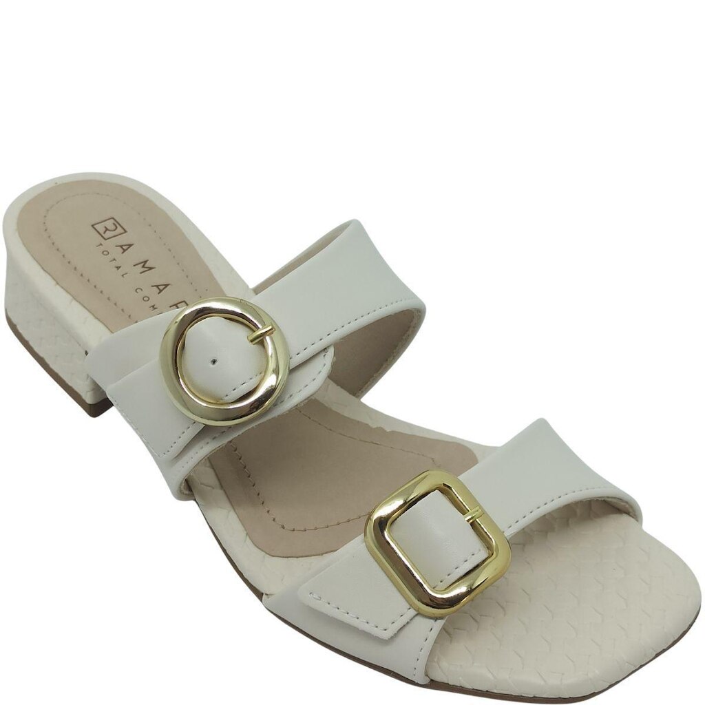 Tamanco Ramarim Feminino com Fivela e Salto Rasteiro 3,5cm