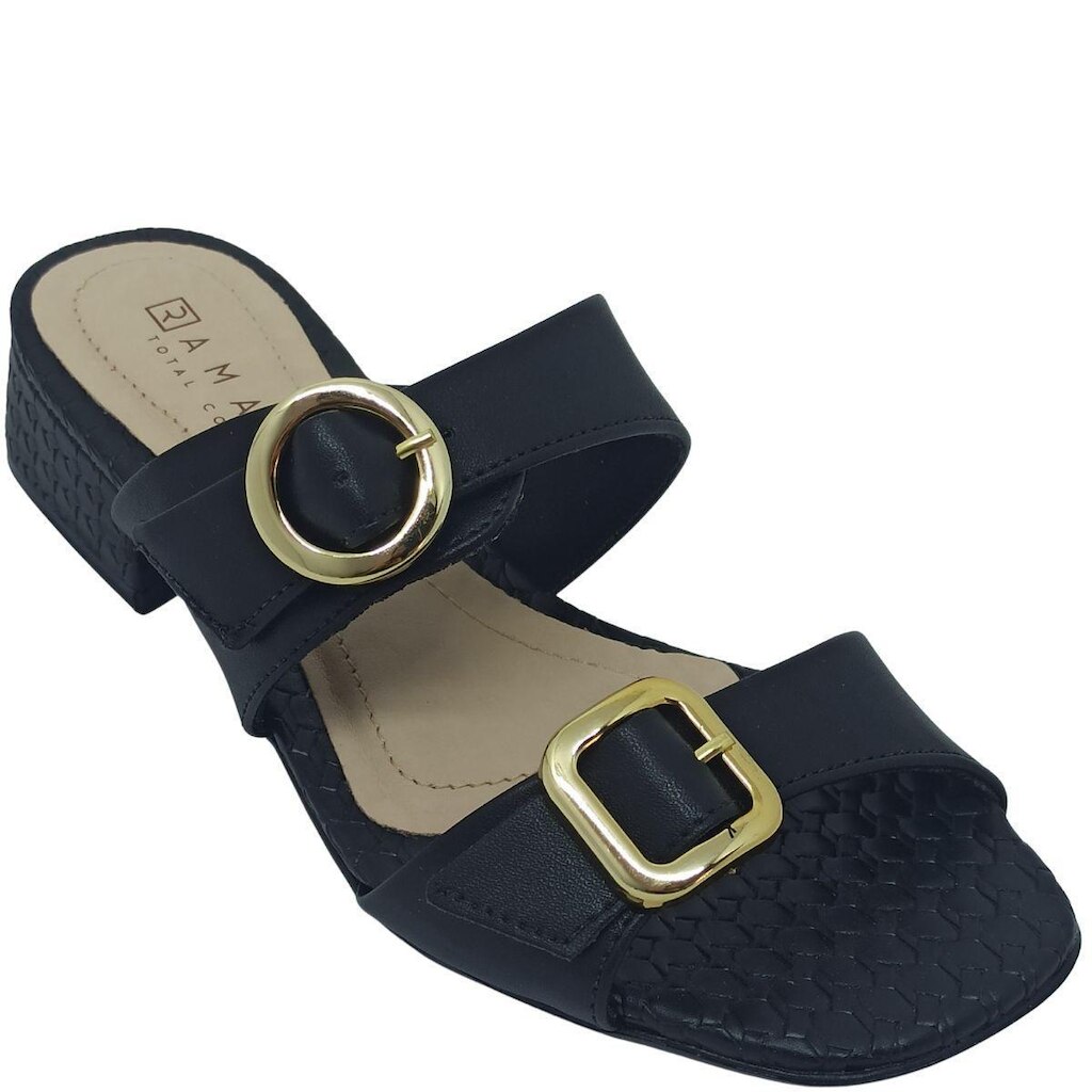 Tamanco Ramarim Feminino com Fivela e Salto Rasteiro 3,5cm
