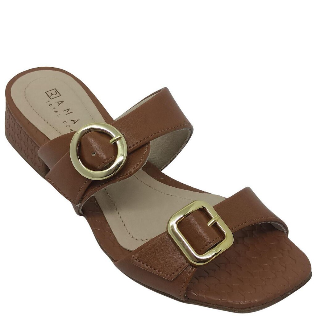 Tamanco Ramarim Feminino com Fivela e Salto Rasteiro 3,5cm