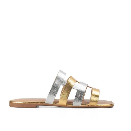 Tamanco Rasteira Dakota Ouro e Prata Feminino DAKOTA