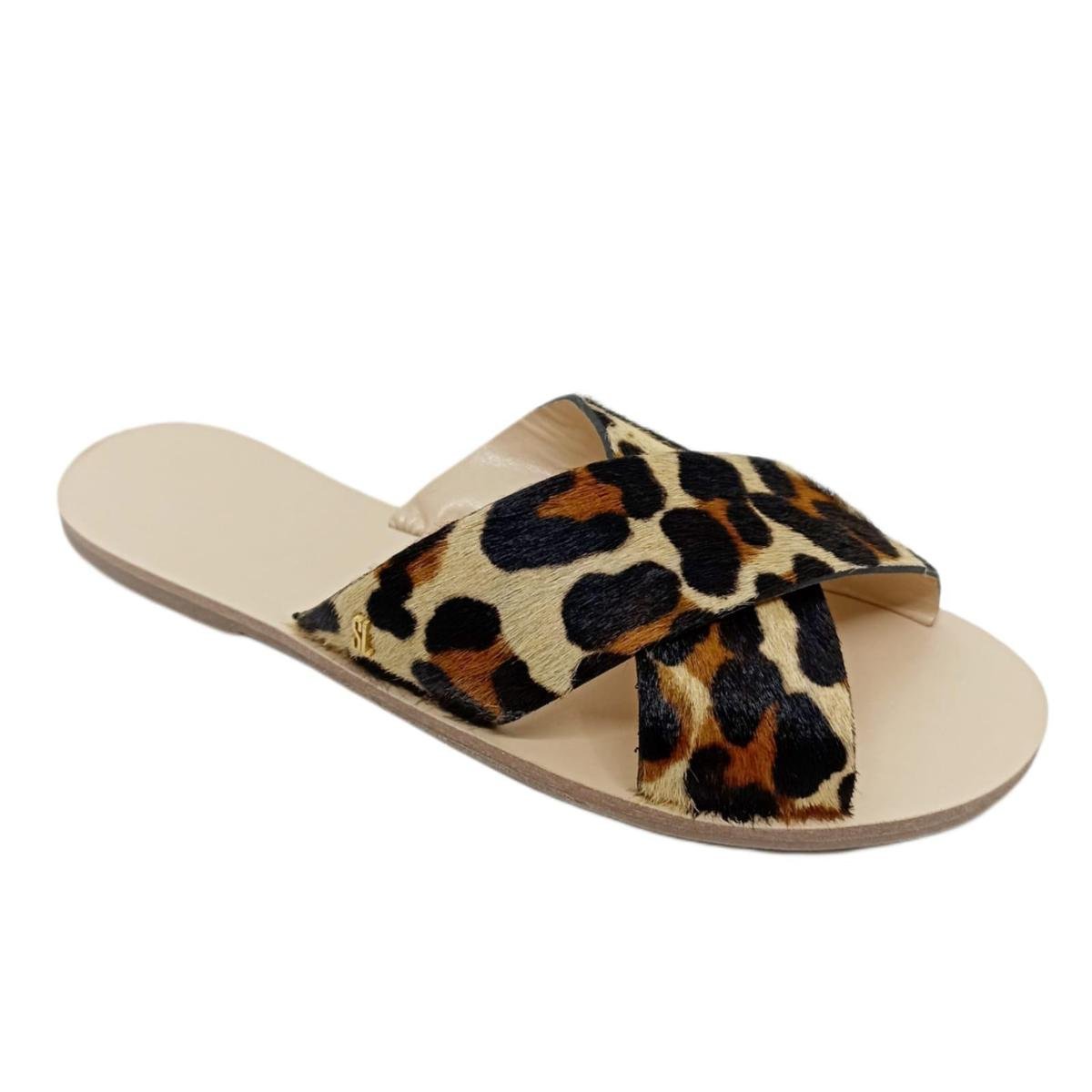 Tamanco Rasteiro Feminino Slide Santa-Lola - Onça Menor preço em Tamanco Rasteiro Feminino Slide Santa-Lola - Onça