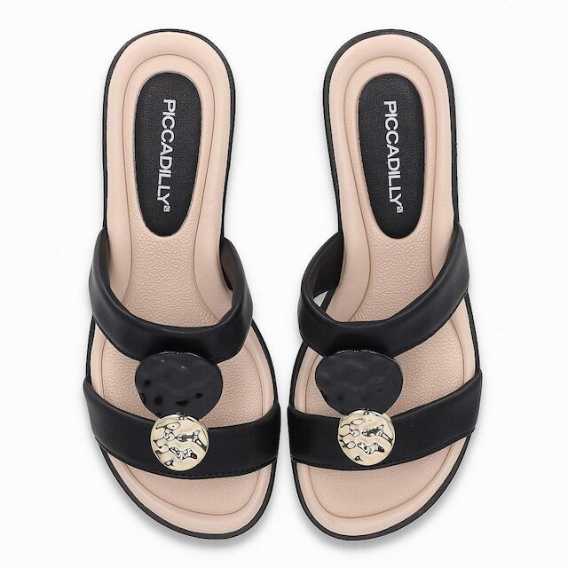 Tamanco Salto Baixo Widefit Piccadilly 590067 Feminino - Preto