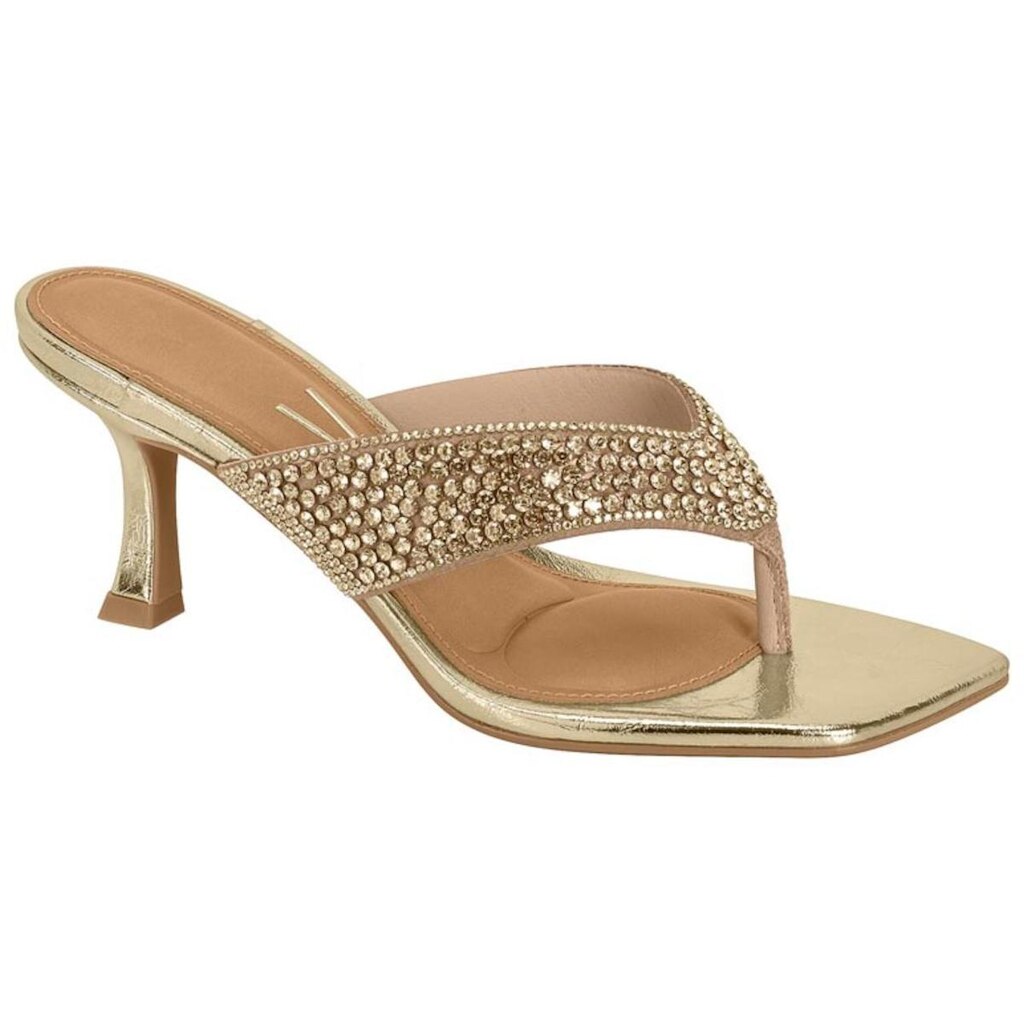 Tamanco Salto Taça Casual Feminino Vizzano 6536.221 Strass Dourado