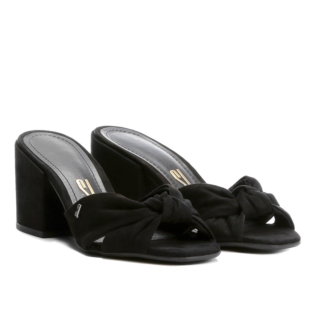 Tamanco Santa Lolla Salto Grosso Suede Nó - Preto Menor preço em Tamanco Santa Lolla Salto Grosso Suede Nó - Preto