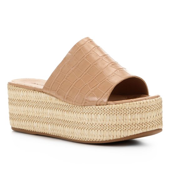 Tamanco Shoestock Flatform Slide - Nude