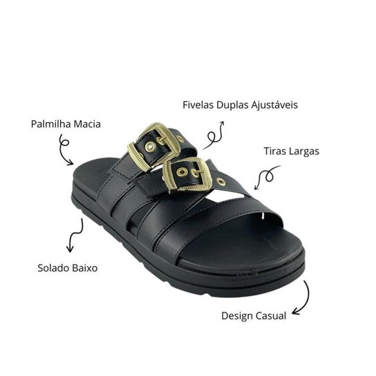 Tamanco Slide Moleca com Fivelas Duplas 5490124