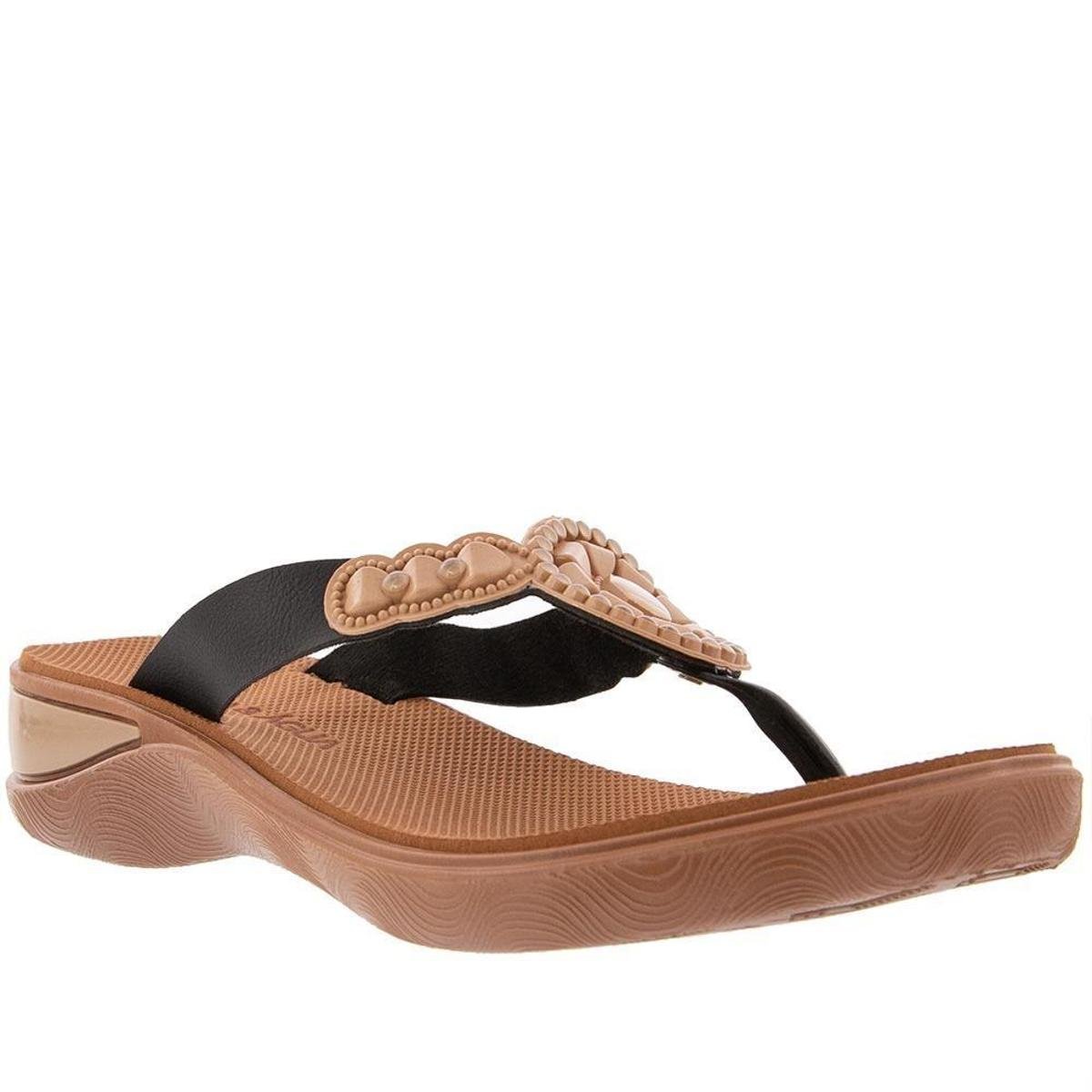 Tamanco Terra & Água Anabela Aplicação Preto - Preto Menor preço em Tamanco Terra & Água Anabela Aplicação Preto - Preto