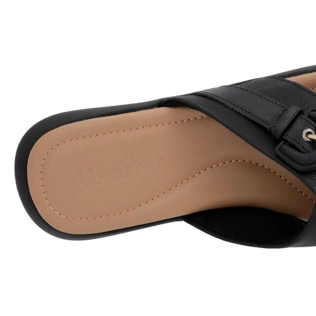Tamanco Usaflex Rasteiro Couro Conforto Macio UC0902