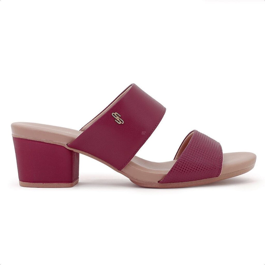Tamanco Usaflex Salto Bloco Tira Texturizada Feminino