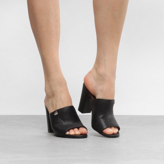 Tamanco Via Marte Salto Grosso Pala Feminino - Preto