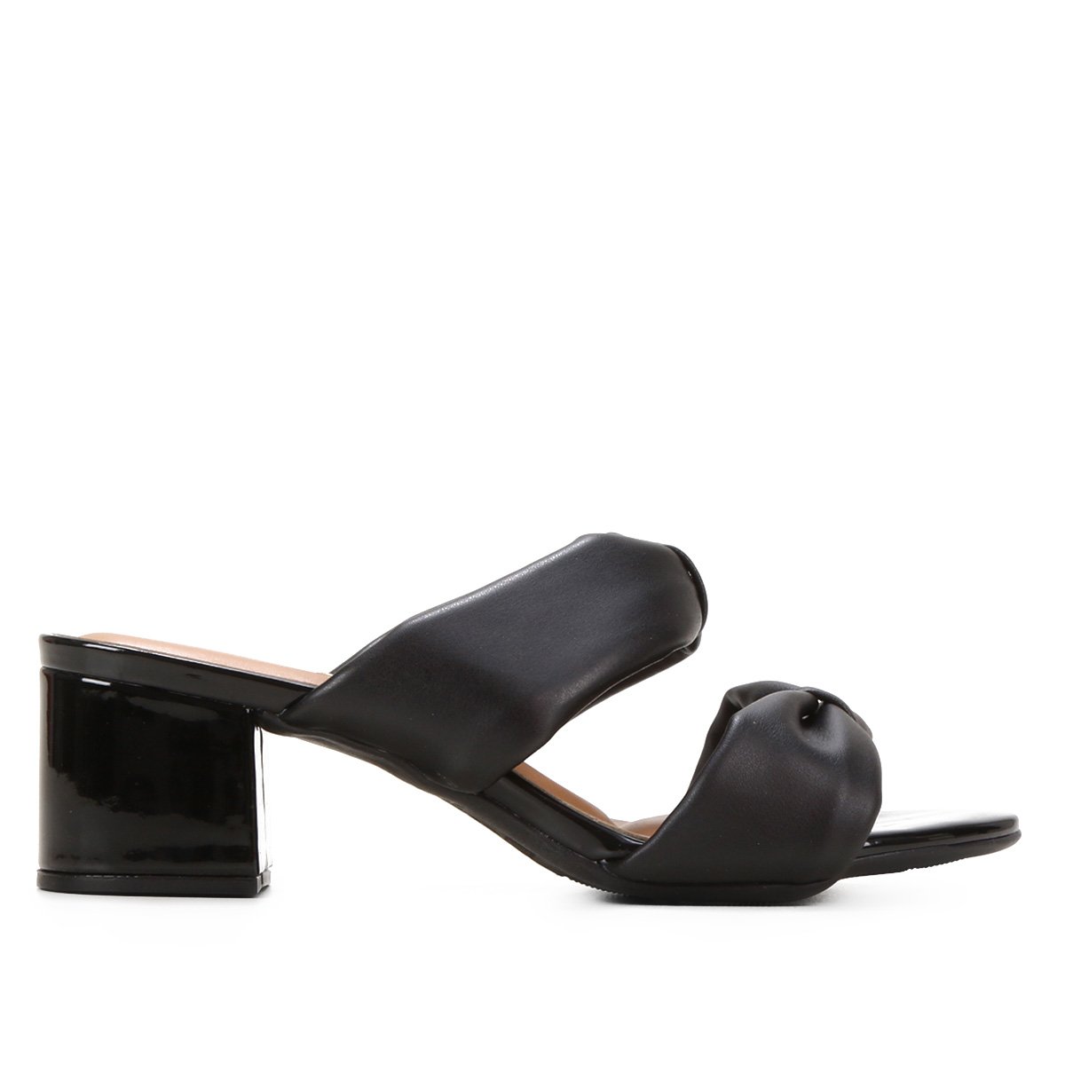 Tamanco Vizzano Salto Grosso Liso Tiras - Preto Menor preço em Tamanco Vizzano Salto Grosso Liso Tiras - Preto