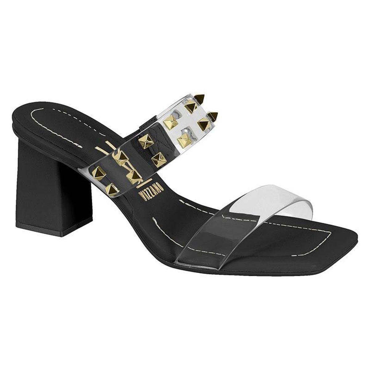 Tamanco Vizzano Salto Grosso Transparente 6455.105 Feminino - Preto |  Zattini