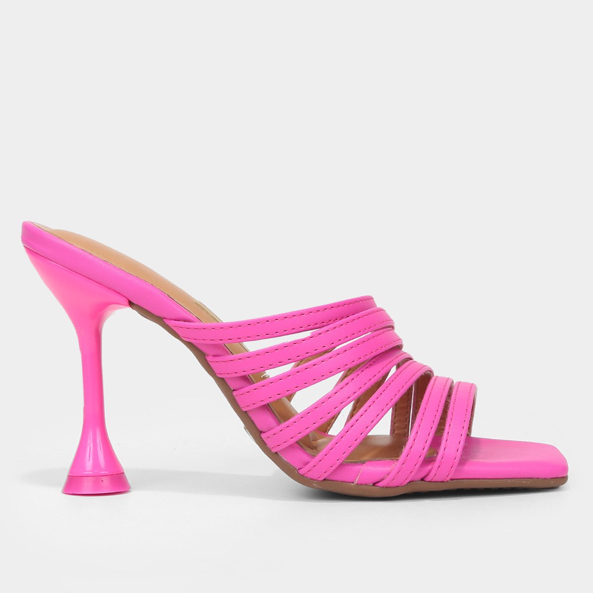 Tamanco Vizzano Tiras Salto Fino Bico Quadrado - Rosa Menor preço em Tamanco Vizzano Tiras Salto Fino Bico Quadrado - Rosa