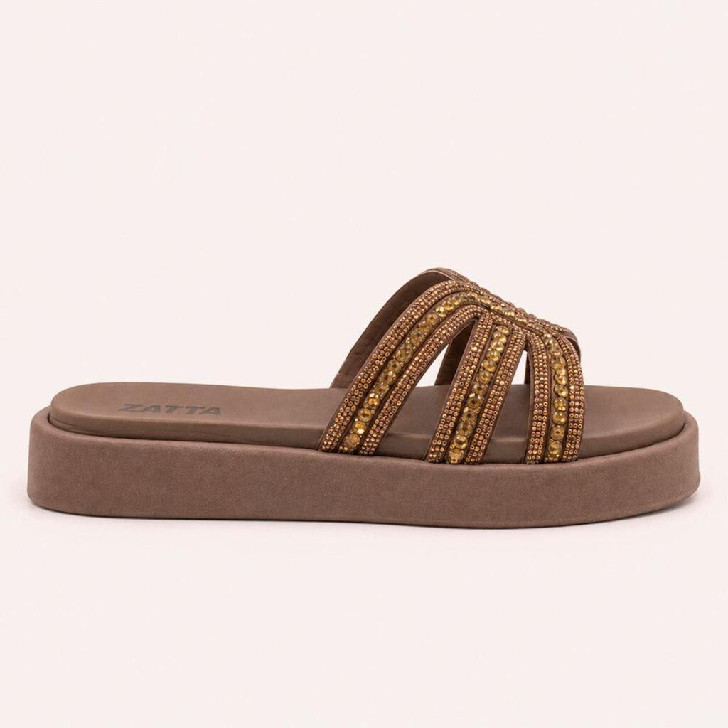 Tamanco Zatta Flatform Pedraria Francine Marrom Marrom 39