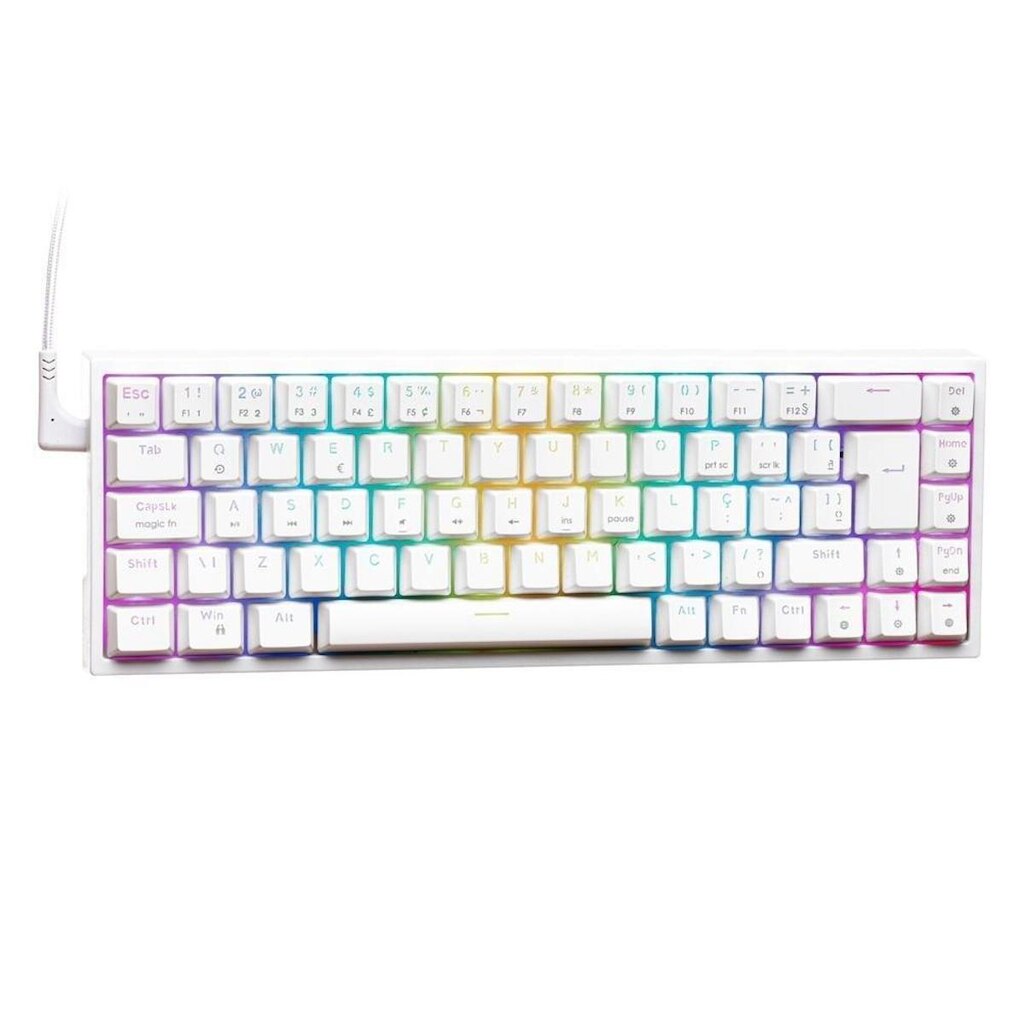 Teclado Mecânico Gamer Husky HailStorm, 65%, RGB, Switch Gateron Red, ABNT2, Branco - HTG002BRVR