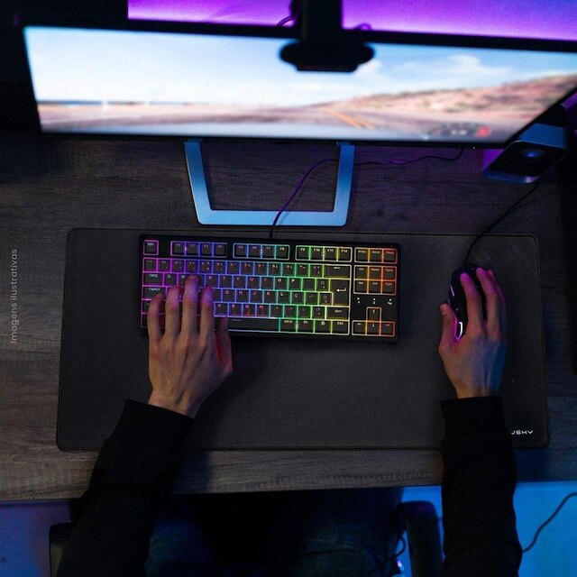 Teclado Mecânico Gamer Husky Sled, TKL, Preto, ABNT2, RGB, Switch Gateron G Pro Red - HTG500PTVR