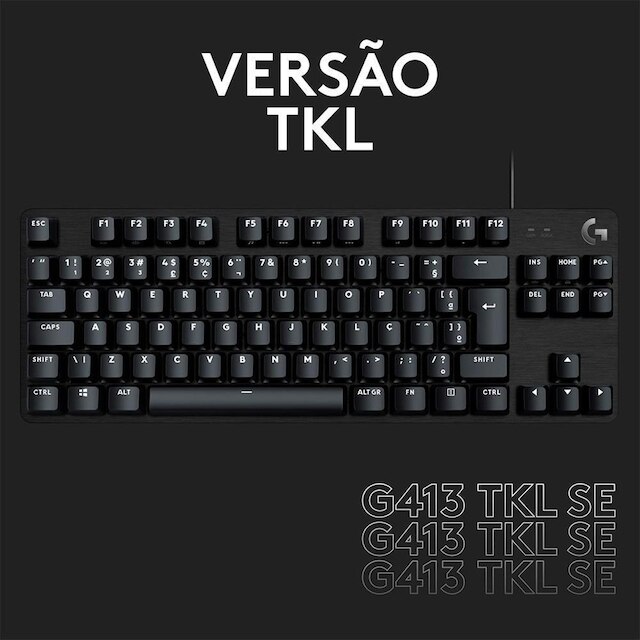 Teclado Mecânico Gamer Logitech G G413 SE, USB, Anti-Ghosting, ABNT2, Preto - 920-010554