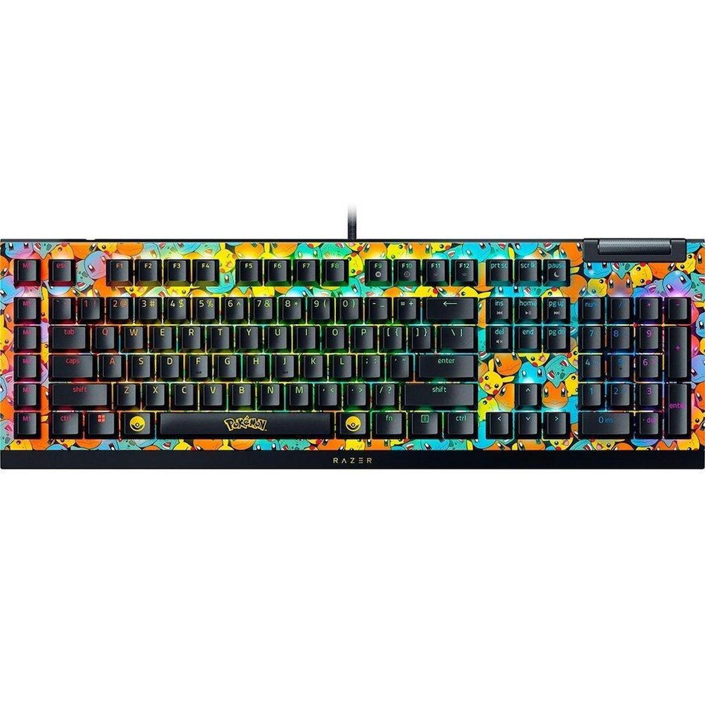 Teclado Mecânico Gamer Razer BlackWidow V4 X, RGB, Switch Green, Pokémon Kanto Starters Edition