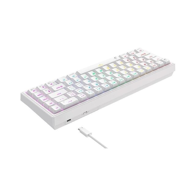 Teclado Mecânico Gamer Rise Mode GM1 Pro White, ARGB, Mini (65%), Switch Outemu Brown, USB-C