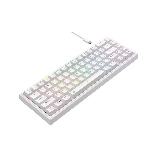 Teclado Mecânico Gamer Rise Mode GM1 Pro White, ARGB, Mini (65%), Switch Outemu Brown, USB-C