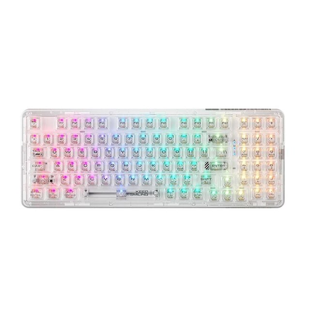 Teclado Sem Fio Mecânico Gamer Machenike k500f-B94 CRYSTAL Pro, Tri-Mode, Bluetooth, Switch Purple,