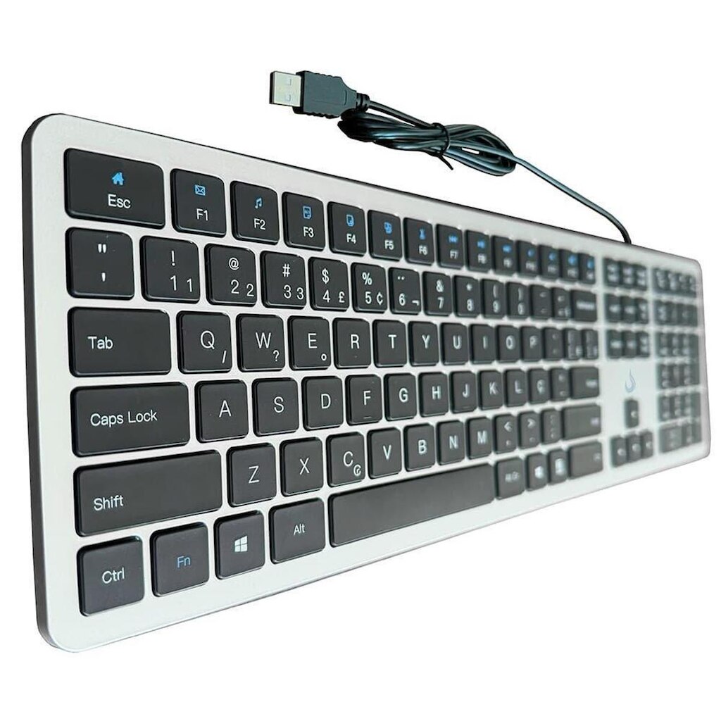 Teclado Slim Rise Mode, USB, Preto e Prata - RM-TS-BS