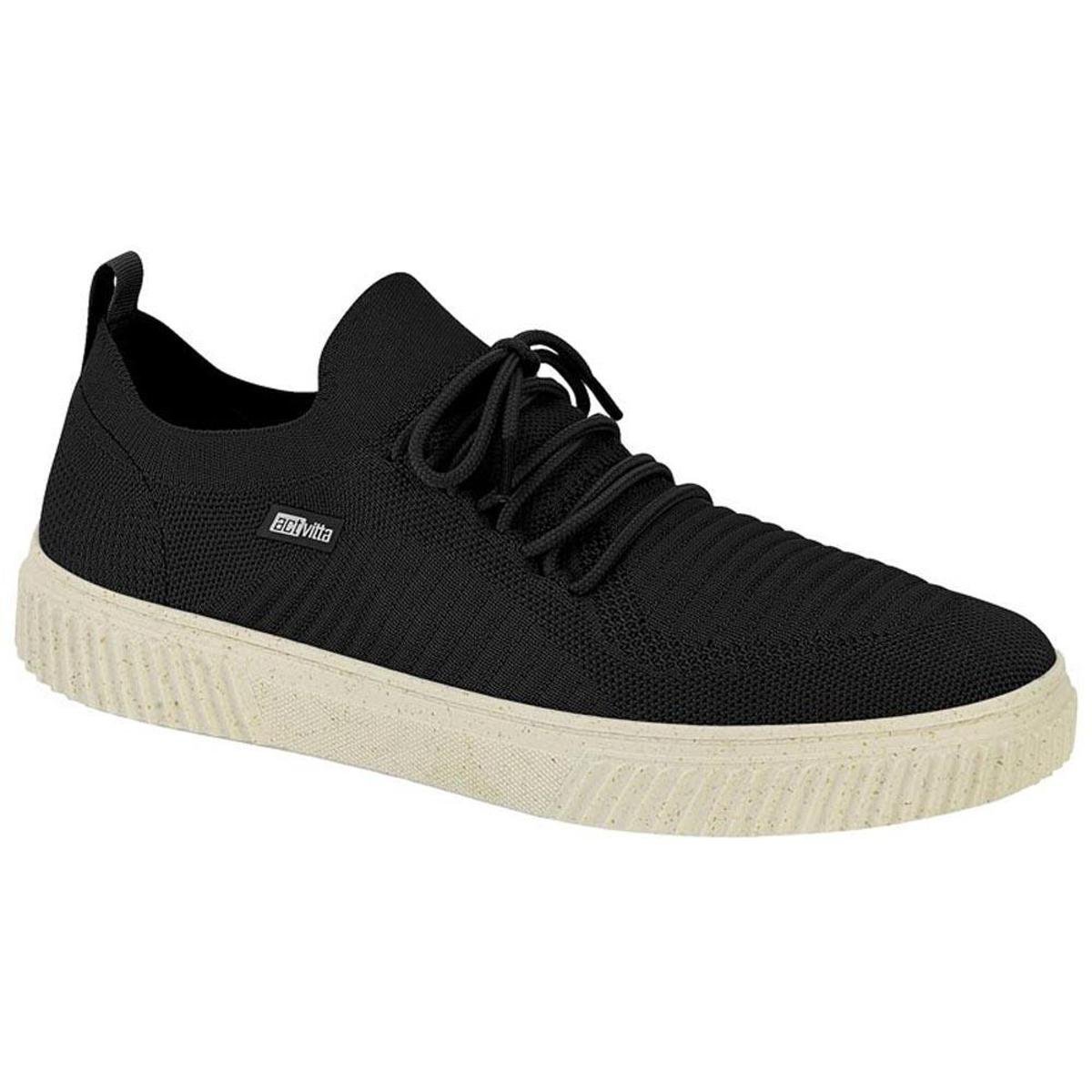 Tênis Actvitta Casual Masculino 4916518- Preto/Bege Menor preço em Tênis Actvitta Casual Masculino 4916518- Preto/Bege