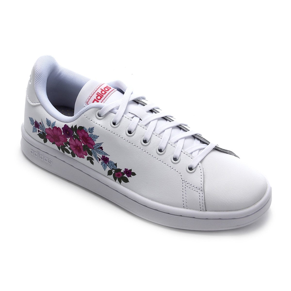 Tênis Adidas Advantage Feminino - Branco+Rosa Menor preço em Tênis Adidas Advantage Feminino - Branco+Rosa