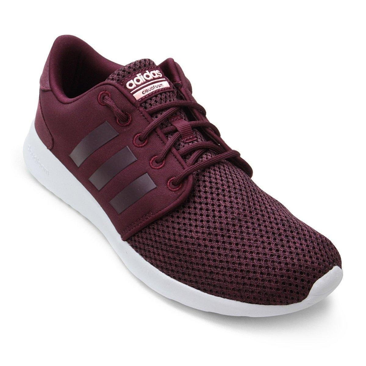 Tênis Adidas Cf Qt Racer Feminino - Bordô Menor preço em Tênis Adidas Cf Qt Racer Feminino - Bordô